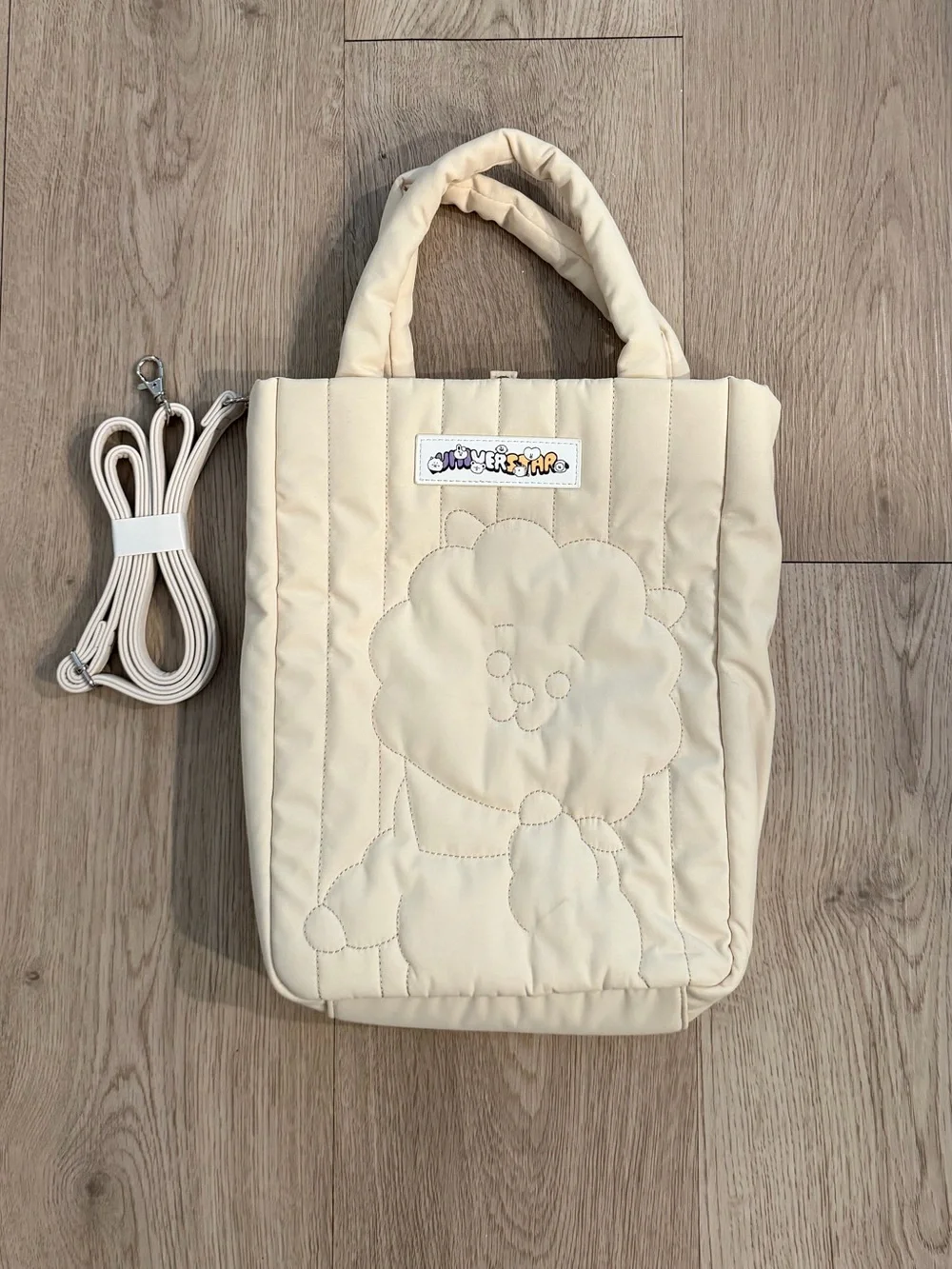 NWOT BT21 Rj Active Quilt Cream Tote Bag / Crossbody - Picture 1 of 6